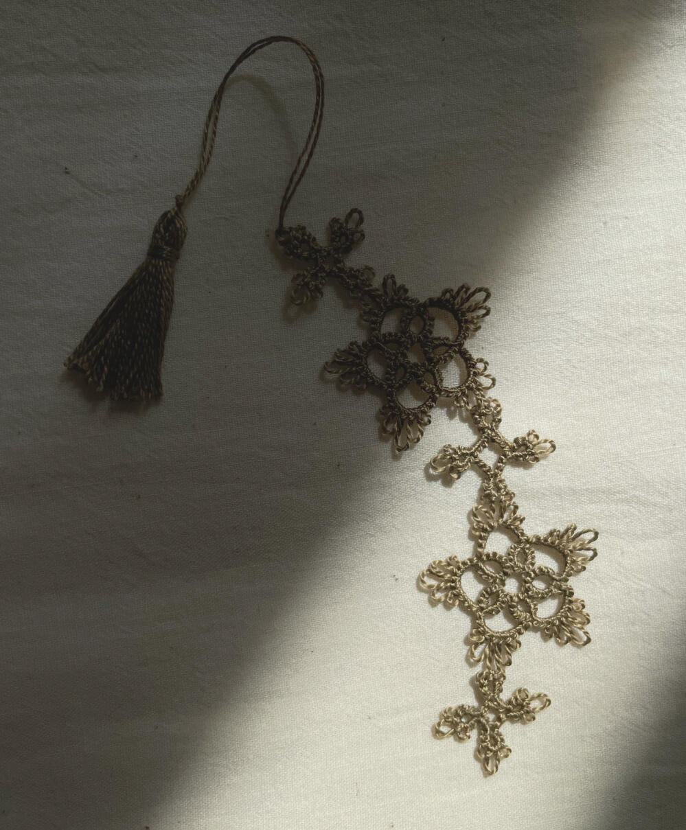 Stars bookmark in DMC cotton perle #611. 2026.