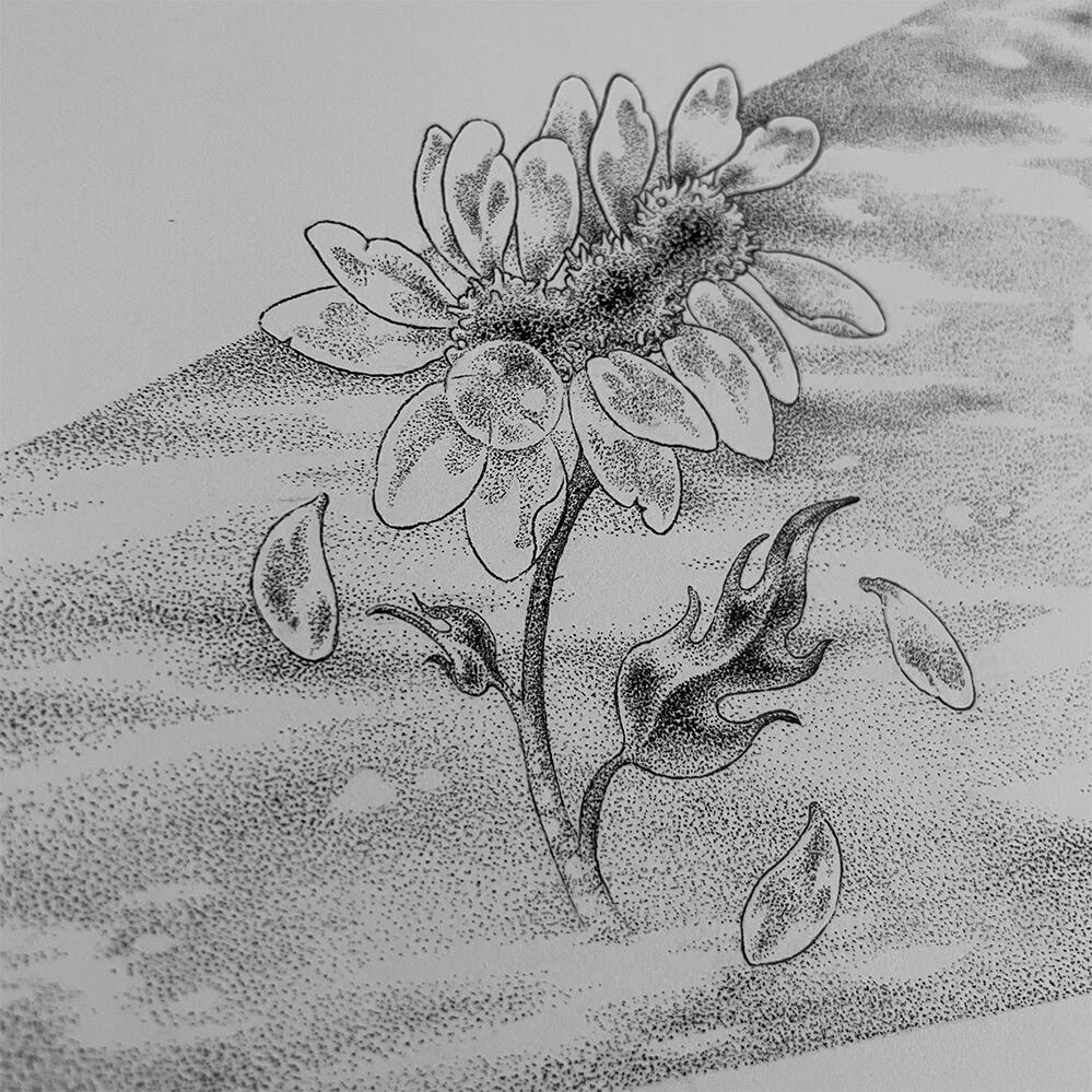 Close-up of stippling details.