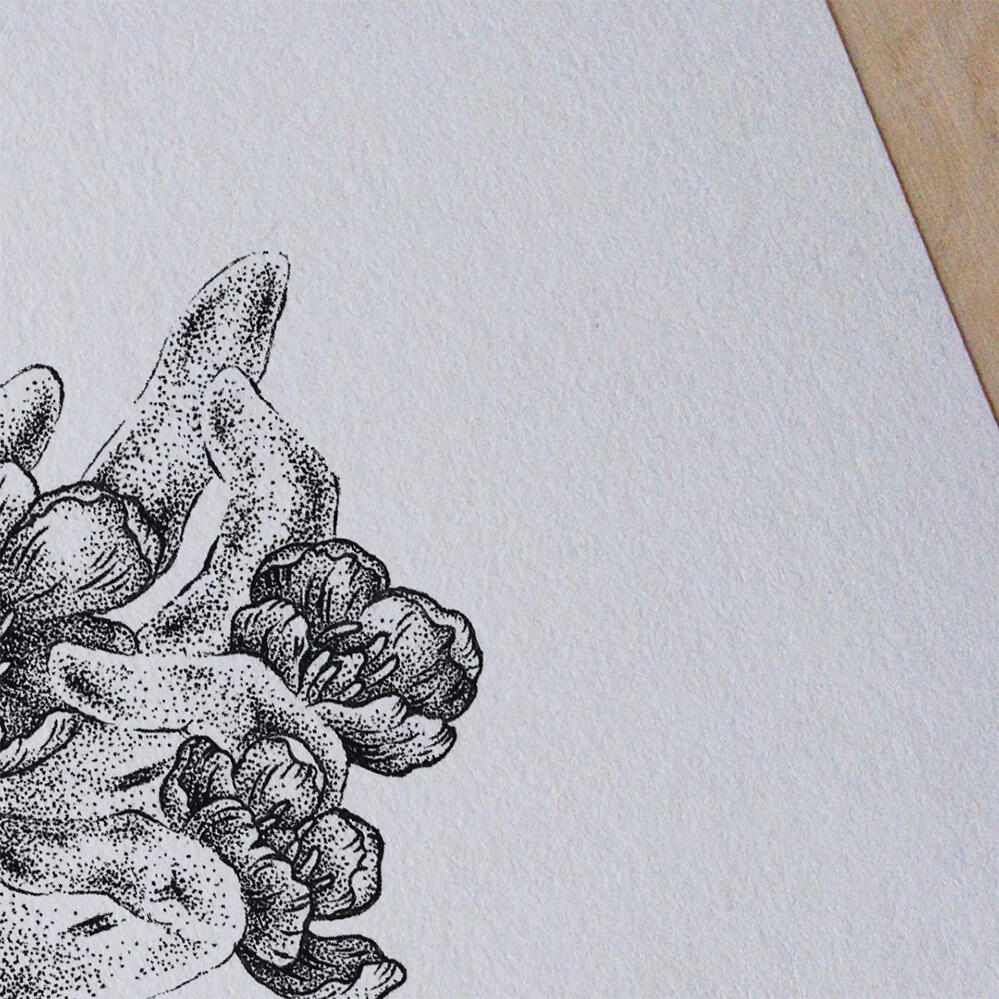 Close-up of stippling details.